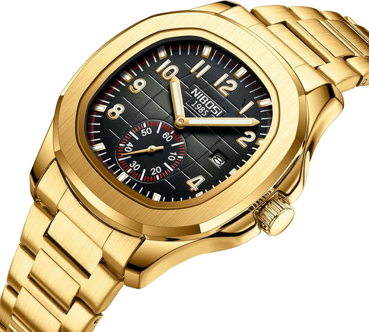 NIBOSI Montre analogique à quartz pour homme - Étanche - Date - Montre pour homme - Montre d'affaires décontractée - Cadeau