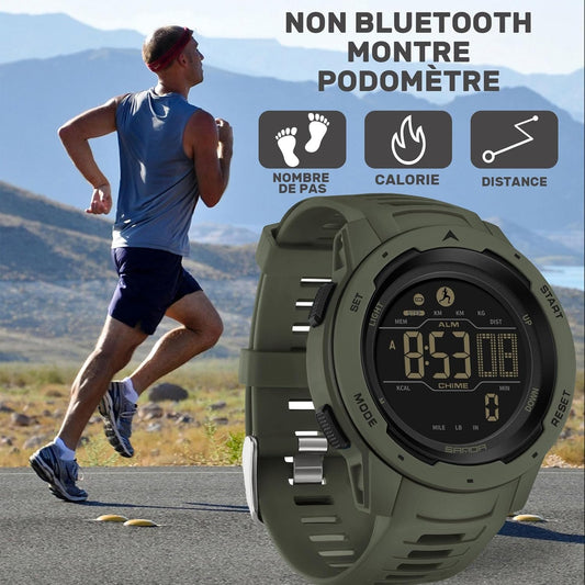 Montre de Sport numérique Militaire pour Homme étanche 50M avec chronomètre Alarme Compte à rebours Double Temps