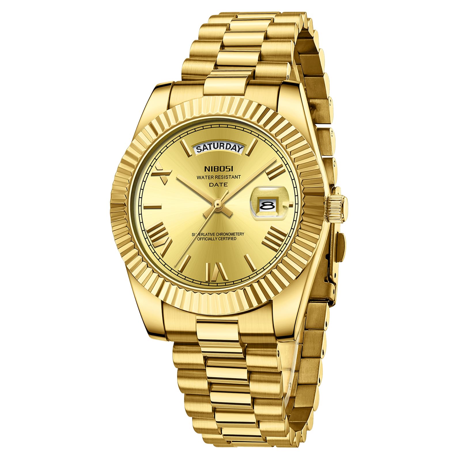 NIBOSI Montre Homme Etanche Analogique Quartz Chronographe Date Grand Cadran Classique Mode Affaires Montres Bracelet en Acier Inoxydable élégant pour Hommes
