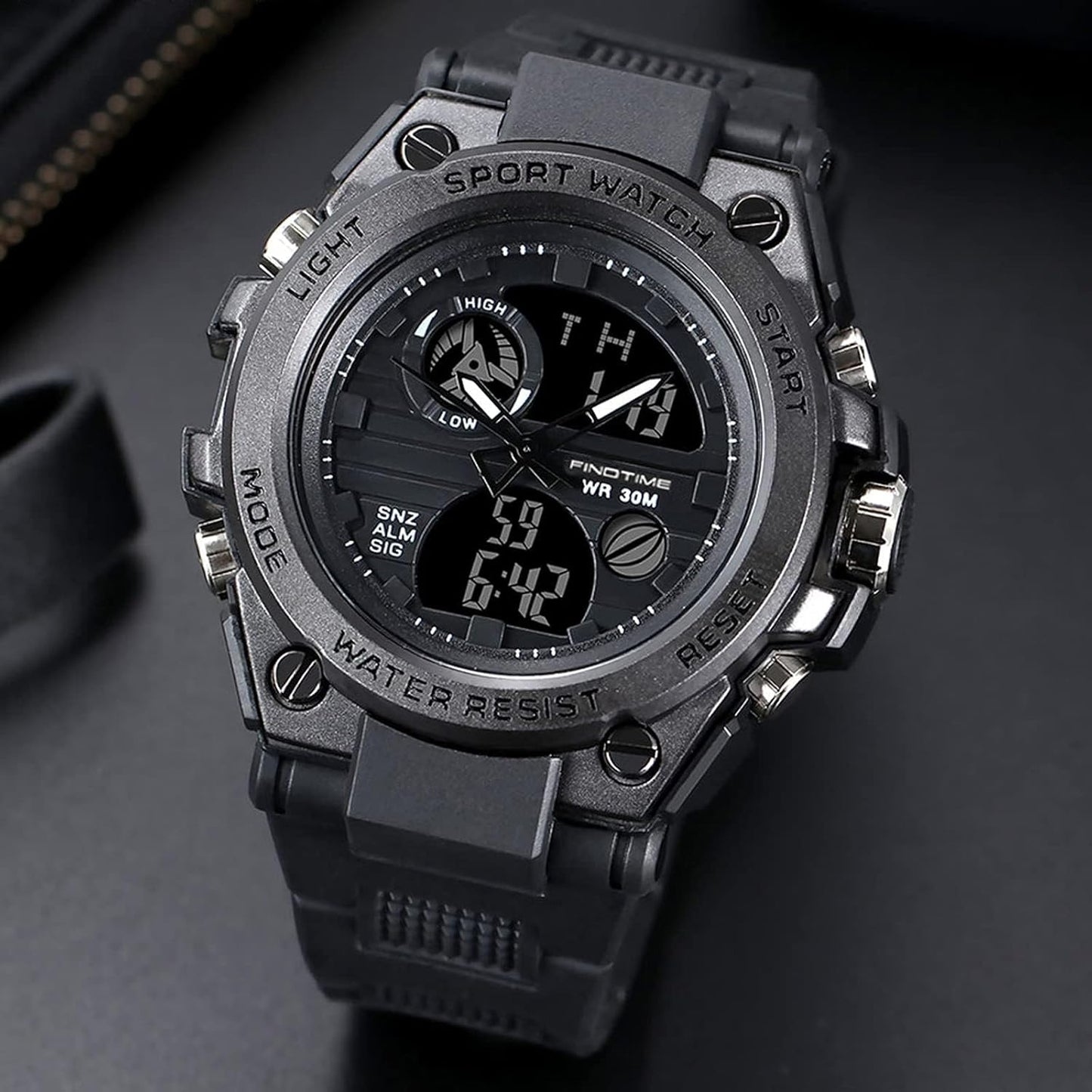Montre Militaire Tactique de Sport pour Homme Chronomètre à Grand Cadran, Alarme, Double Affichage de l'heure, rétroéclairage, Montre-Bracelet étanche pour l'extérieur, analogique numérique