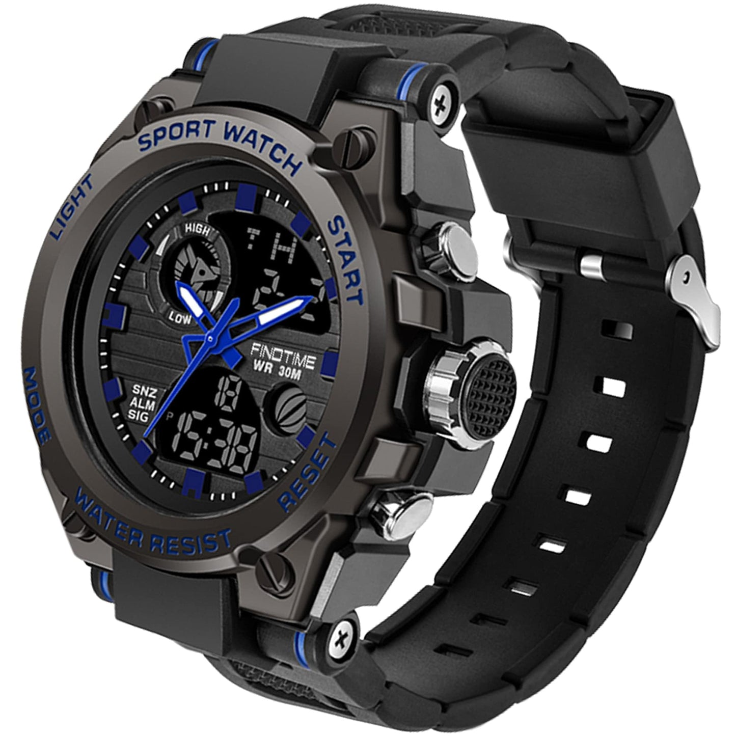 Montre Militaire Tactique de Sport pour Homme Chronomètre à Grand Cadran, Alarme, Double Affichage de l'heure, rétroéclairage, Montre-Bracelet étanche pour l'extérieur, analogique numérique