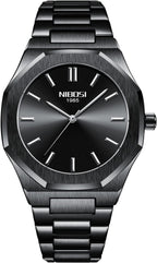 NIBOSI Montre pour homme - Cadran analogique minimaliste - Montre octogonale pour homme - Étanche - Avec bracelet en acier inoxydable doré