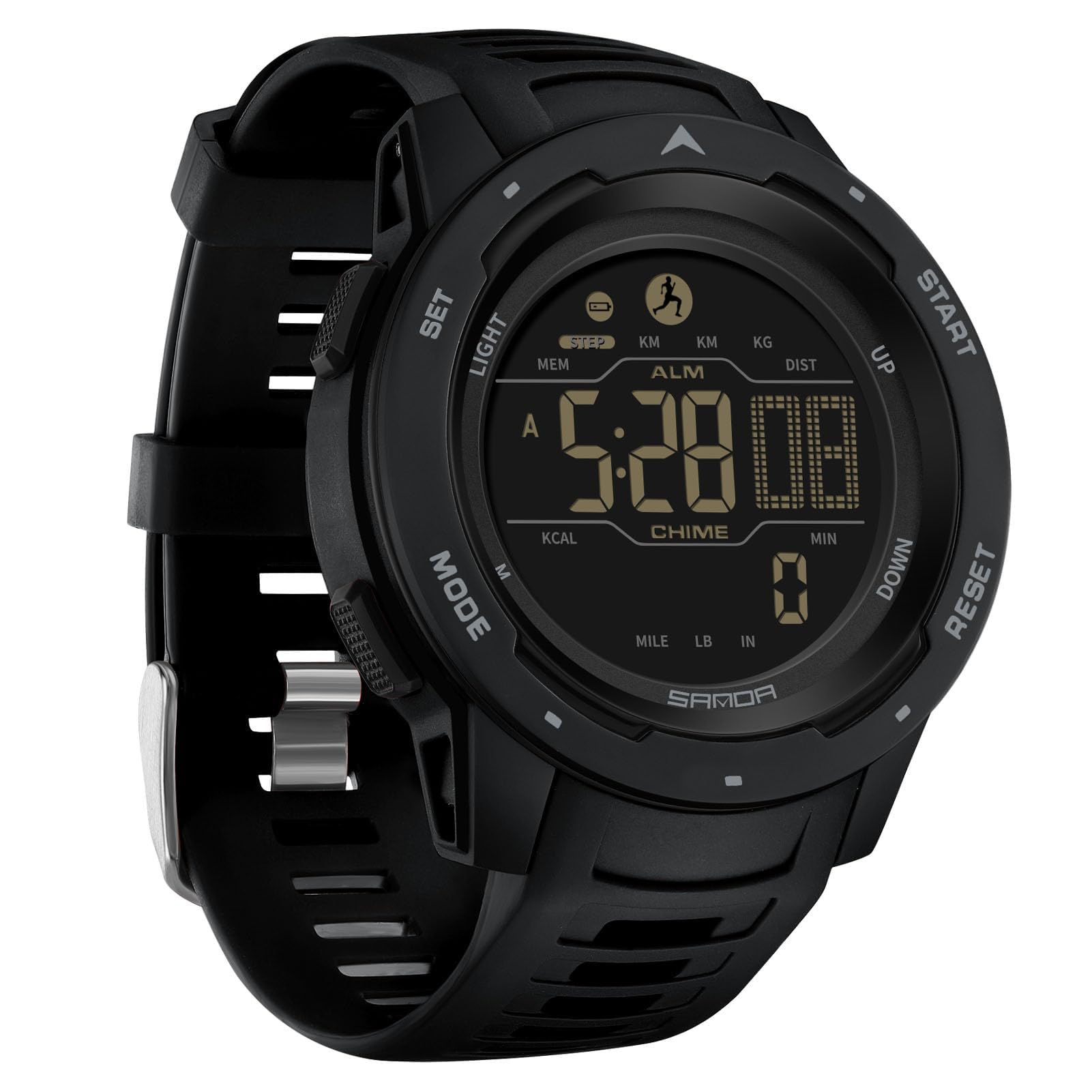Montre de Sport numérique Militaire pour Homme étanche 50M avec chronomètre Alarme Compte à rebours Double Temps