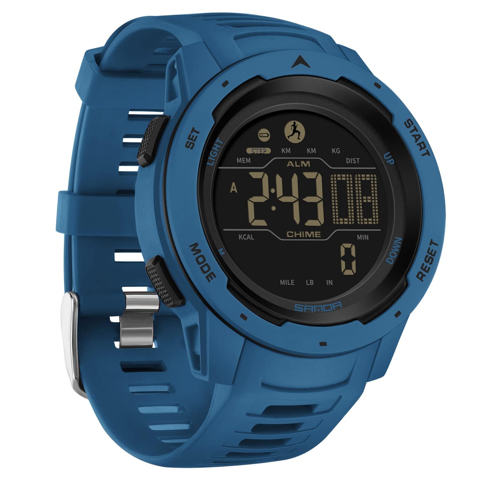 Montre de Sport numérique Militaire pour Homme étanche 50M avec chronomètre Alarme Compte à rebours Double Temps