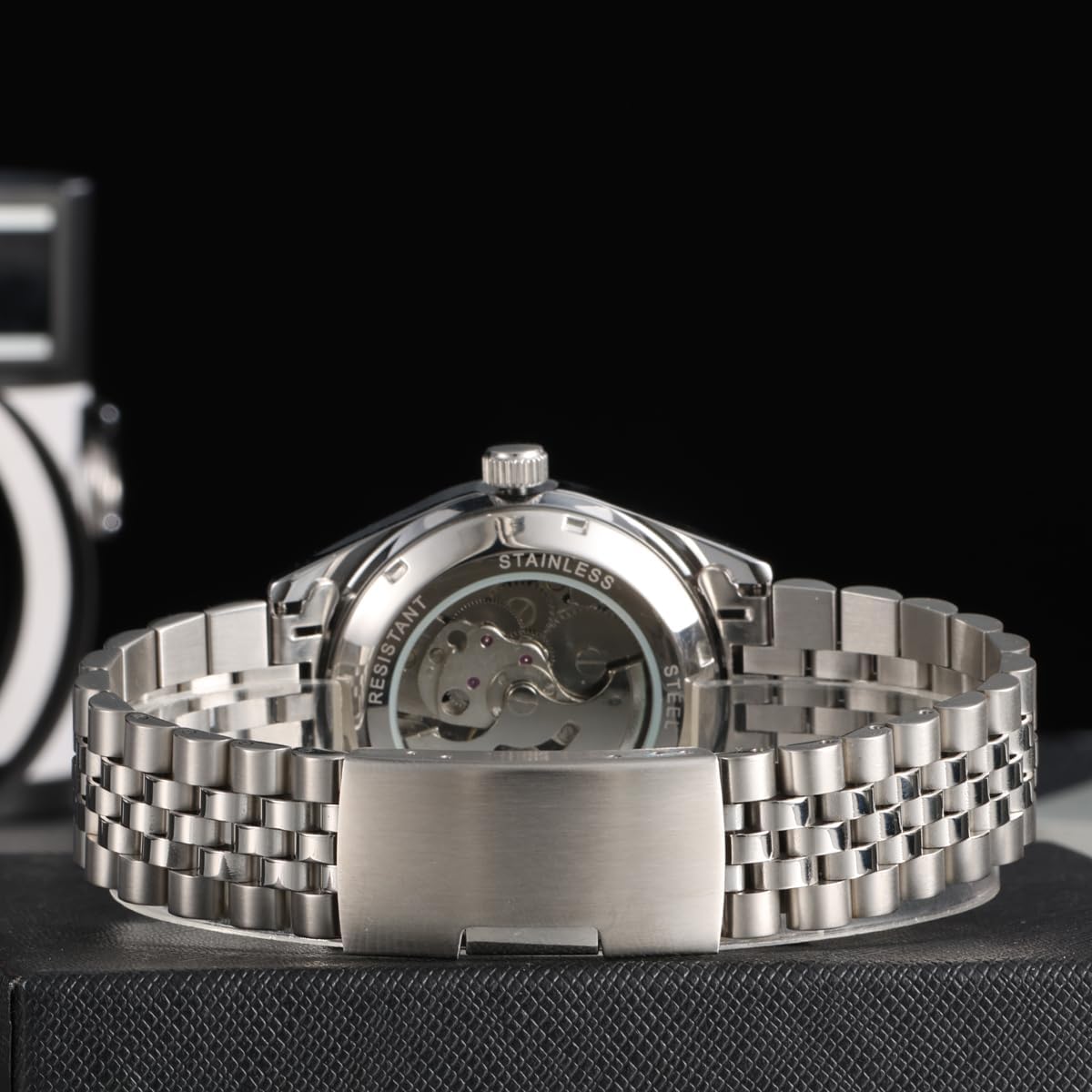 Boyarca Montre mécanique de Luxe en Acier avec Chiffres Arabes Mouvement Automatique Chiffres ourdou, 38mm pour Homme avec Date Lumineuse et étanche