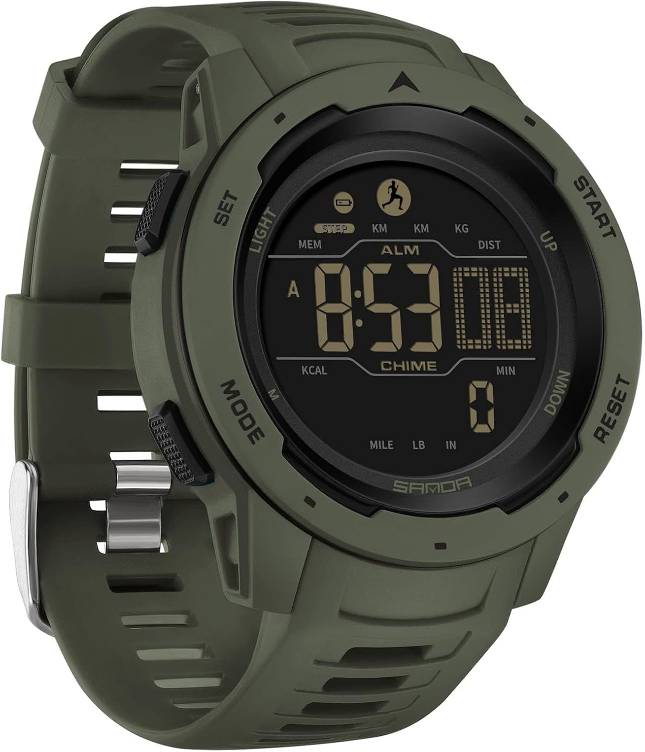 Montre de Sport numérique Militaire pour Homme étanche 50M avec chronomètre Alarme Compte à rebours Double Temps