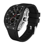 Montre Militaire Homme Sport Design Unique Cadran Rectangulaire, Affichage Numérique Analogique, Double Fuseau, Chronomètre Étanche 5ATM, Style Punk