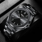 NIBOSI Montre pour homme - Cadran analogique minimaliste - Montre octogonale pour homme - Étanche - Avec bracelet en acier inoxydable doré