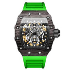 RORIOS Homme Punk Montre Sport Tonneau Montre de Poignet Mécanique Automatique Montre Mode Squelette Regarder Étanche Lumineuse Montre Silicone