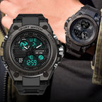 Montre Militaire Tactique de Sport pour Homme Chronomètre à Grand Cadran, Alarme, Double Affichage de l'heure, rétroéclairage, Montre-Bracelet étanche pour l'extérieur, analogique numérique