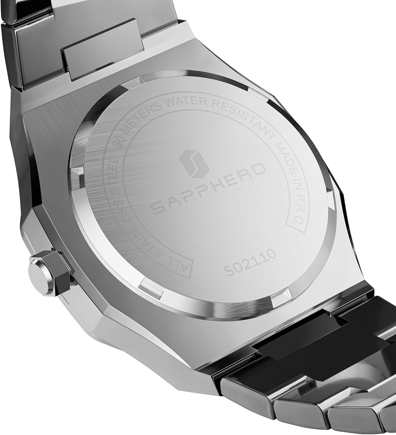 SAPPHERO Montre Homme Quartz Argent Acier Inoxydable Bracelet 30M Etanche Date Calendrier Noir Bleu Montre Cadeaux pour Hommes