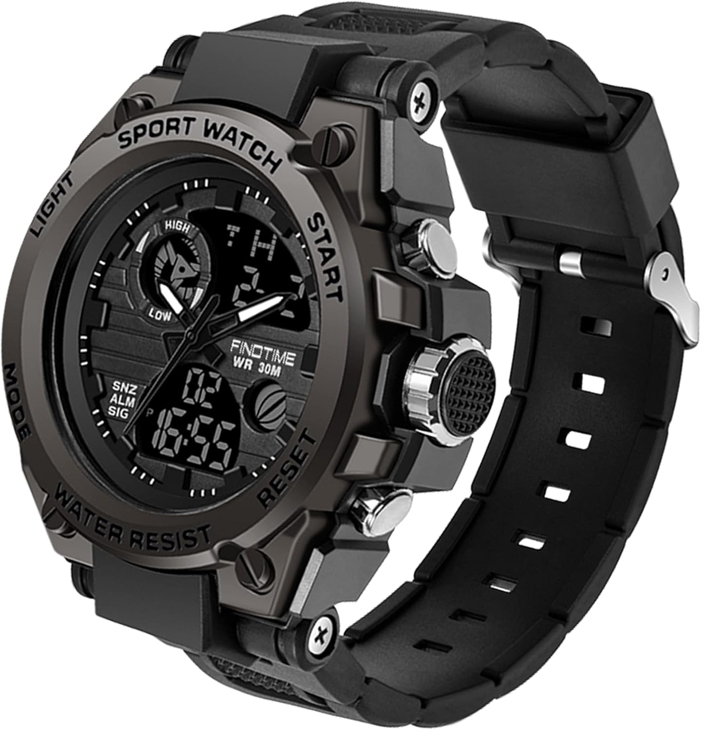 Montre Militaire Tactique de Sport pour Homme Chronomètre à Grand Cadran, Alarme, Double Affichage de l'heure, rétroéclairage, Montre-Bracelet étanche pour l'extérieur, analogique numérique