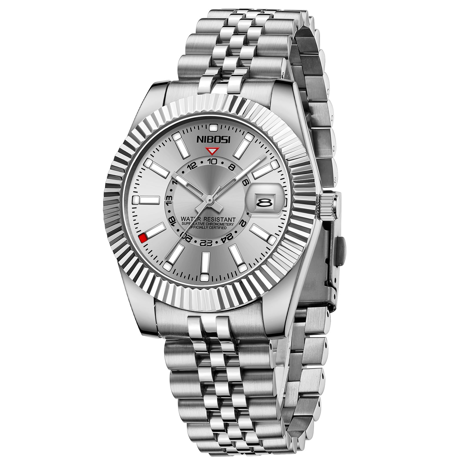NIBOSI Montre pour homme - Style business - Mouvement à quartz analogique - Étanche - Affichage de la date - Bracelet en acier inoxydable - Classique et tendance