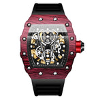 RORIOS Homme Punk Montre Sport Tonneau Montre de Poignet Mécanique Automatique Montre Mode Squelette Regarder Étanche Lumineuse Montre Silicone