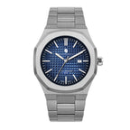SAPPHERO Montre Homme Quartz Argent Acier Inoxydable Bracelet 30M Etanche Date Calendrier Noir Bleu Montre Cadeaux pour Hommes