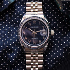 Boyarca Montre mécanique de Luxe en Acier avec Chiffres Arabes Mouvement Automatique Chiffres ourdou, 38mm pour Homme avec Date Lumineuse et étanche