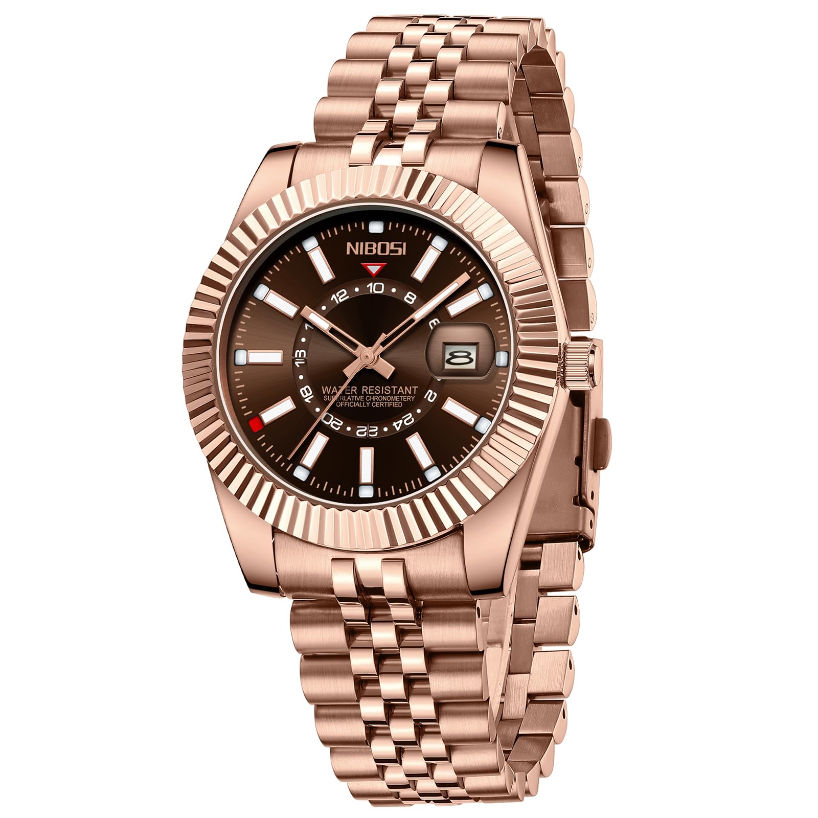 NIBOSI Montre pour homme - Style business - Mouvement à quartz analogique - Étanche - Affichage de la date - Bracelet en acier inoxydable - Classique et tendance