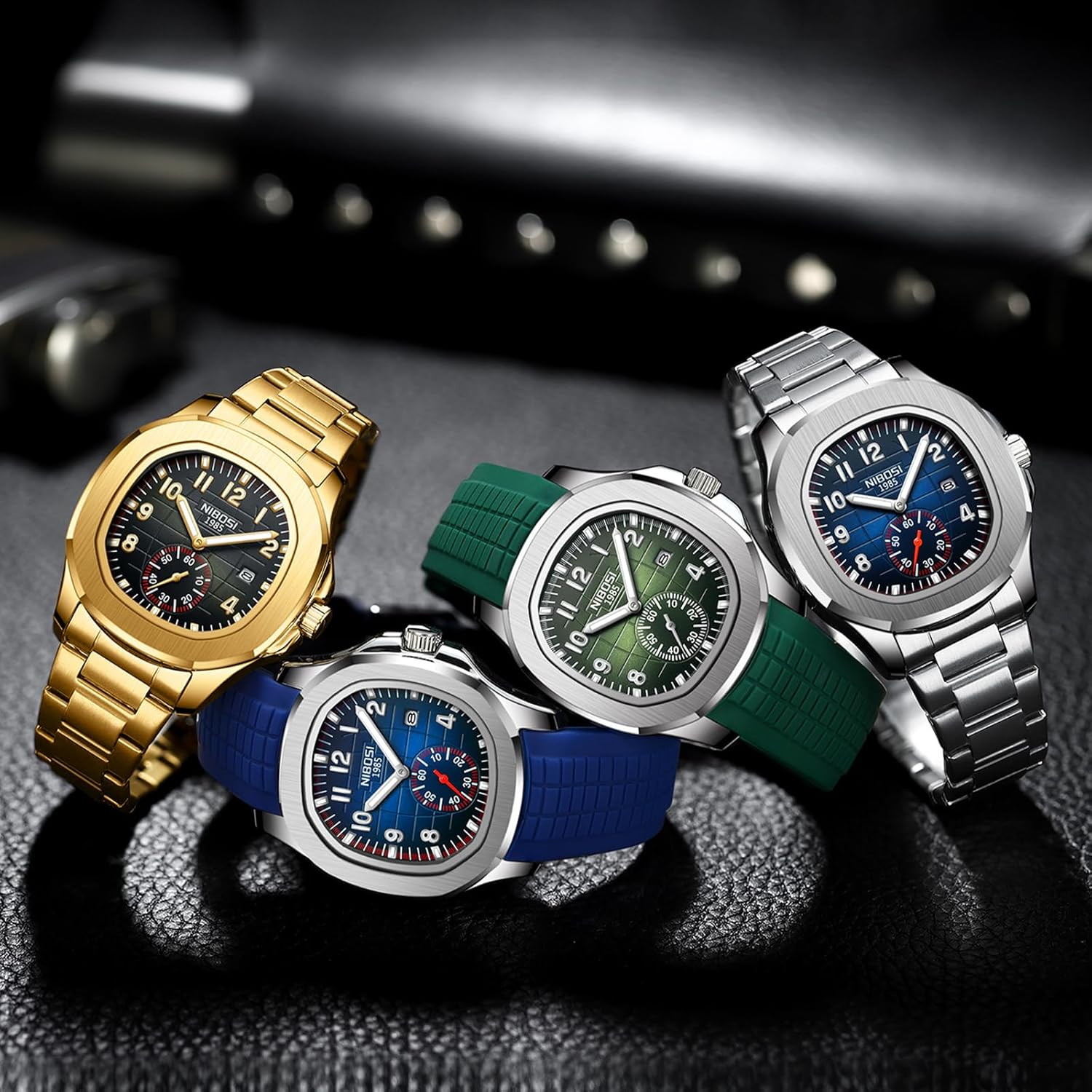 NIBOSI Montre analogique à quartz pour homme - Étanche - Date - Montre pour homme - Montre d'affaires décontractée - Cadeau