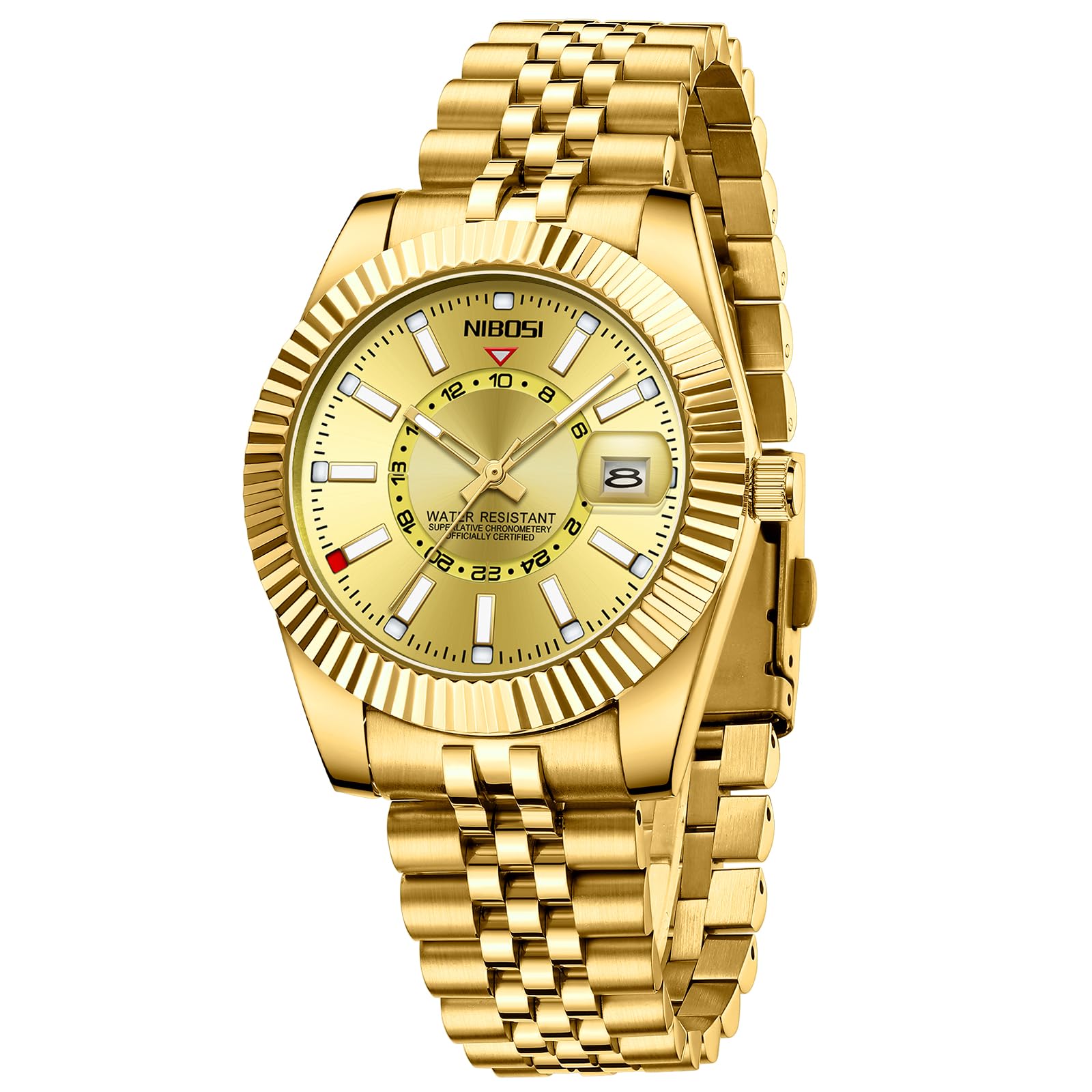 NIBOSI Montre pour homme - Style business - Mouvement à quartz analogique - Étanche - Affichage de la date - Bracelet en acier inoxydable - Classique et tendance
