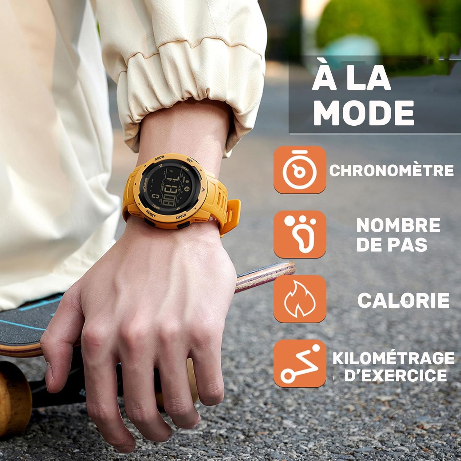 Montre de Sport numérique Militaire pour Homme étanche 50M avec chronomètre Alarme Compte à rebours Double Temps