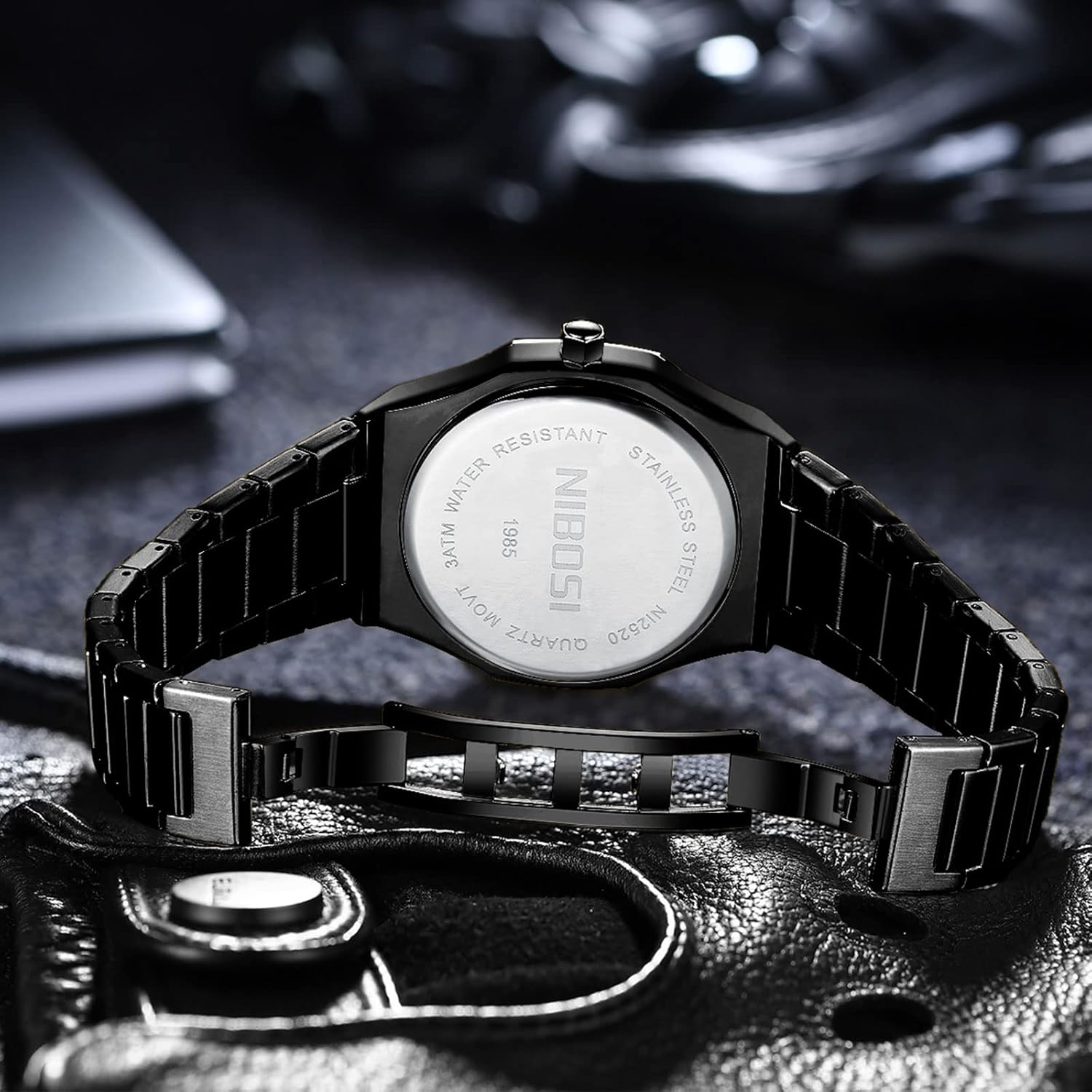 NIBOSI Montre pour homme - Cadran analogique minimaliste - Montre octogonale pour homme - Étanche - Avec bracelet en acier inoxydable doré