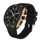 Montre Militaire Homme Sport Design Unique Cadran Rectangulaire, Affichage Numérique Analogique, Double Fuseau, Chronomètre Étanche 5ATM, Style Punk