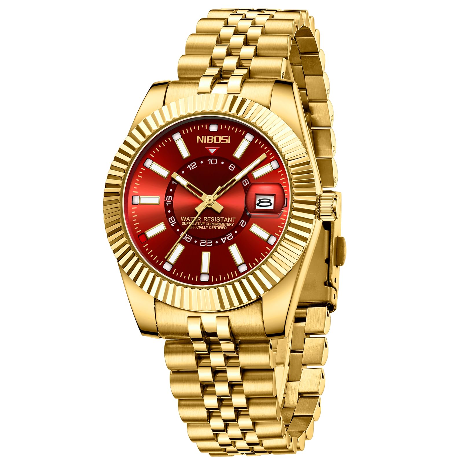 NIBOSI Montre pour homme - Style business - Mouvement à quartz analogique - Étanche - Affichage de la date - Bracelet en acier inoxydable - Classique et tendance