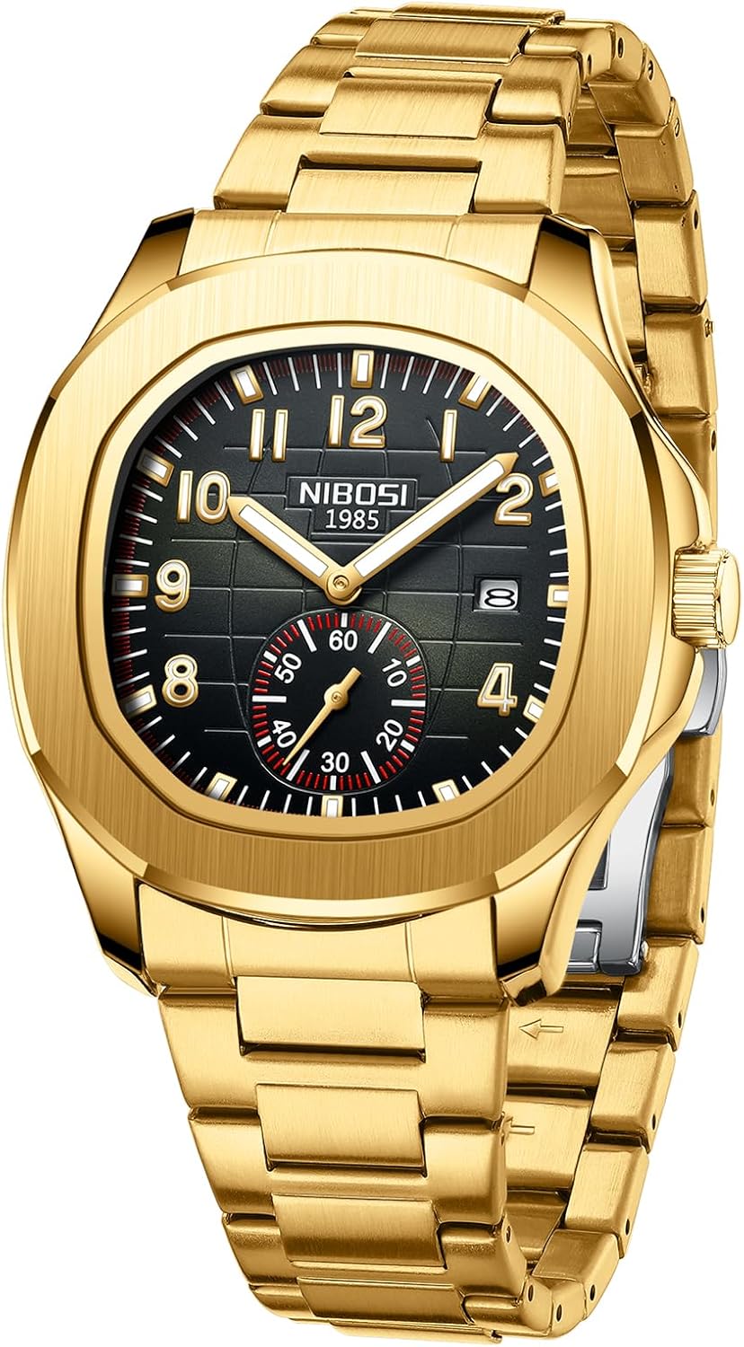 NIBOSI Montre analogique à quartz pour homme - Étanche - Date - Montre pour homme - Montre d'affaires décontractée - Cadeau