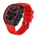 Montre Militaire Homme Sport Design Unique Cadran Rectangulaire, Affichage Numérique Analogique, Double Fuseau, Chronomètre Étanche 5ATM, Style Punk