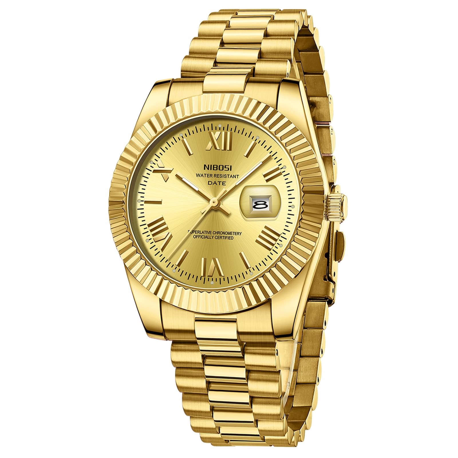 NIBOSI Montre Homme Etanche Analogique Quartz Chronographe Date Grand Cadran Classique Mode Affaires Montres Bracelet en Acier Inoxydable élégant pour Hommes
