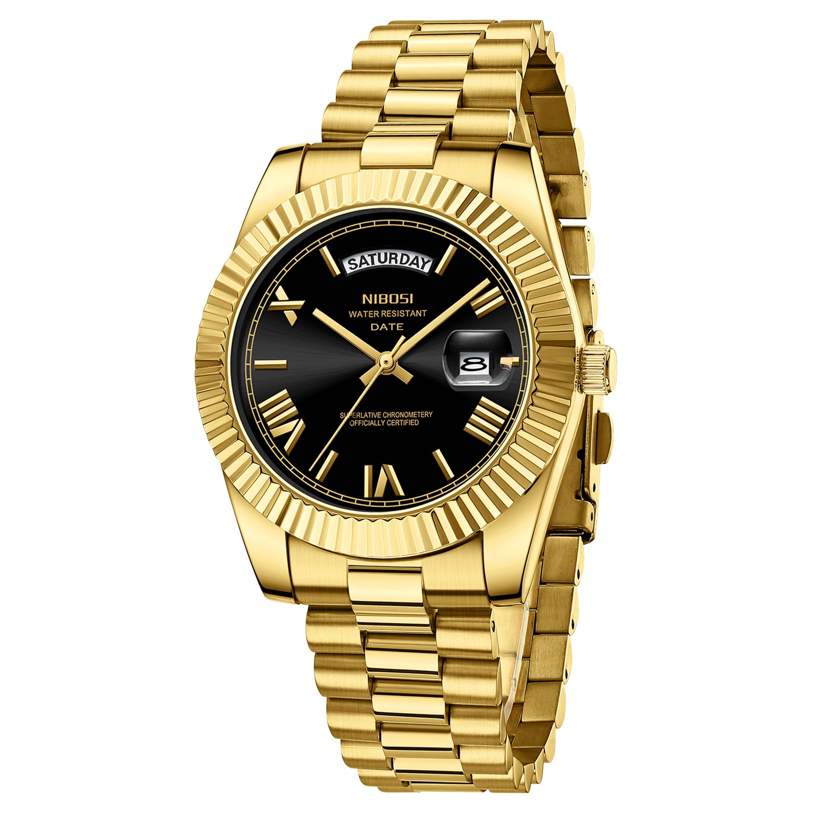 NIBOSI Montre Homme Etanche Analogique Quartz Chronographe Date Grand Cadran Classique Mode Affaires Montres Bracelet en Acier Inoxydable élégant pour Hommes
