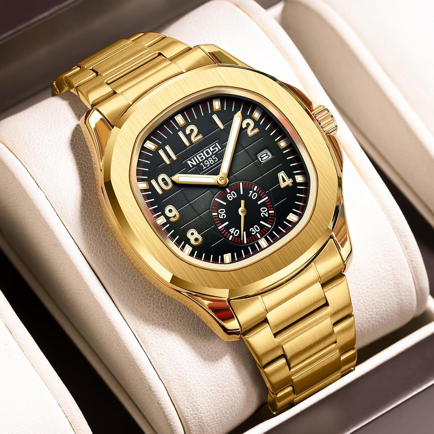 NIBOSI Montre analogique à quartz pour homme - Étanche - Date - Montre pour homme - Montre d'affaires décontractée - Cadeau