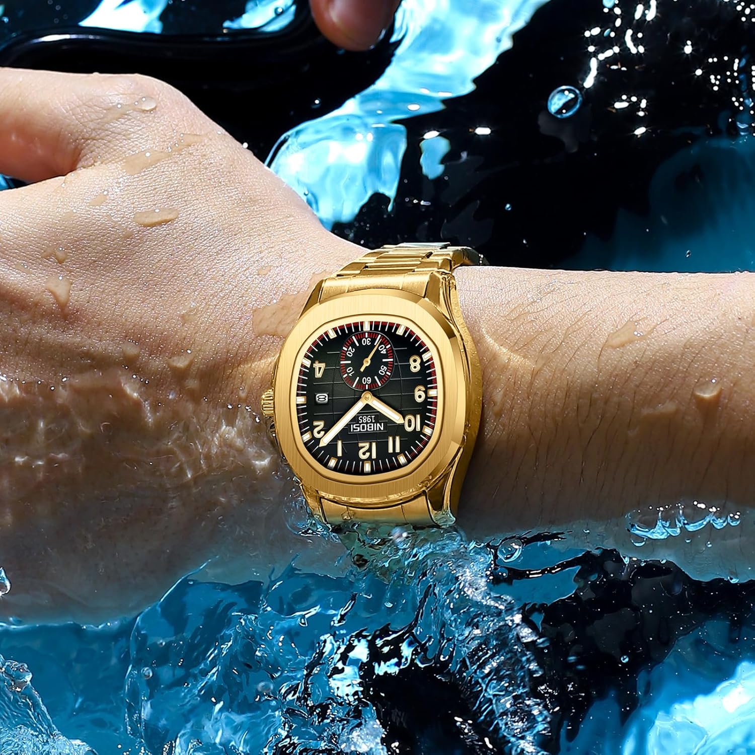NIBOSI Montre analogique à quartz pour homme - Étanche - Date - Montre pour homme - Montre d'affaires décontractée - Cadeau
