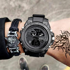 Montre Militaire Tactique de Sport pour Homme Chronomètre à Grand Cadran, Alarme, Double Affichage de l'heure, rétroéclairage, Montre-Bracelet étanche pour l'extérieur, analogique numérique